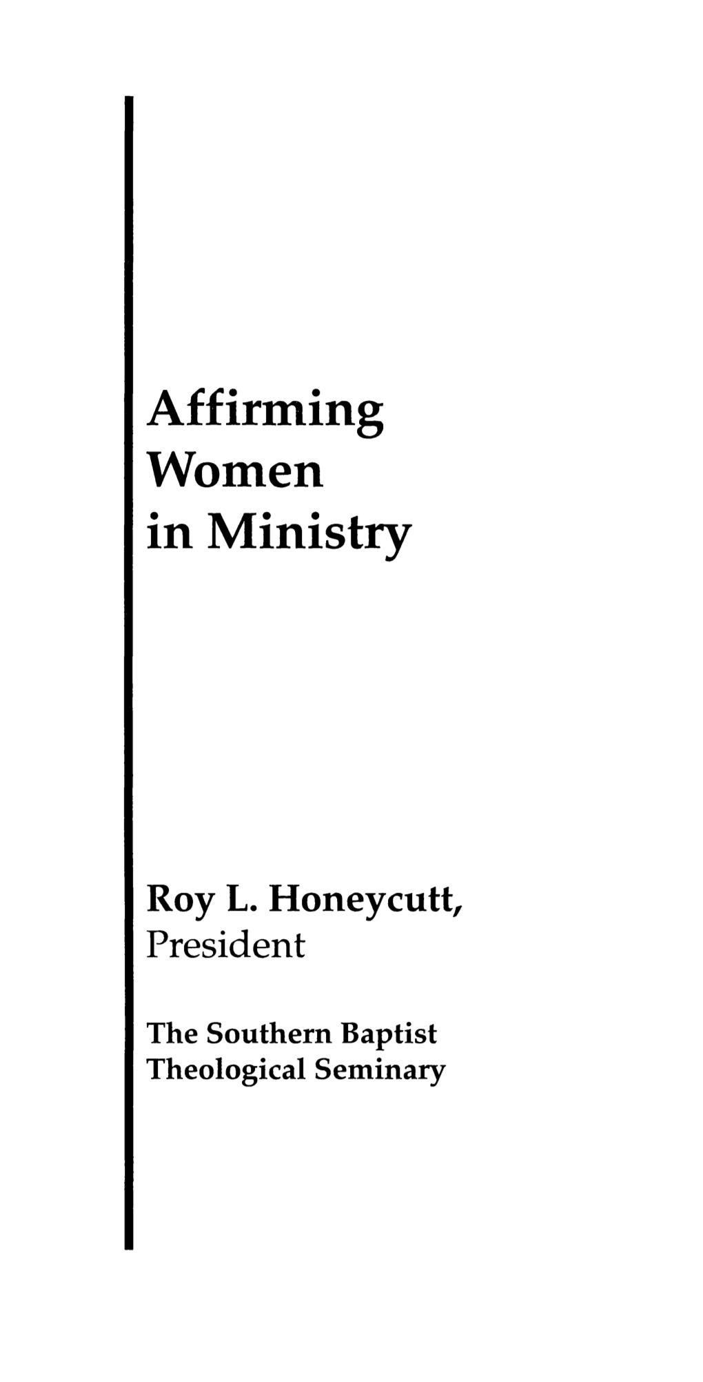 Affirming Women in Ministry