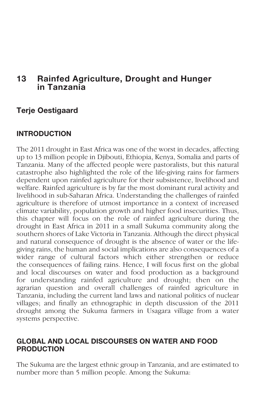 13 Rainfed Agriculture, Drought and Hunger in Tanzania