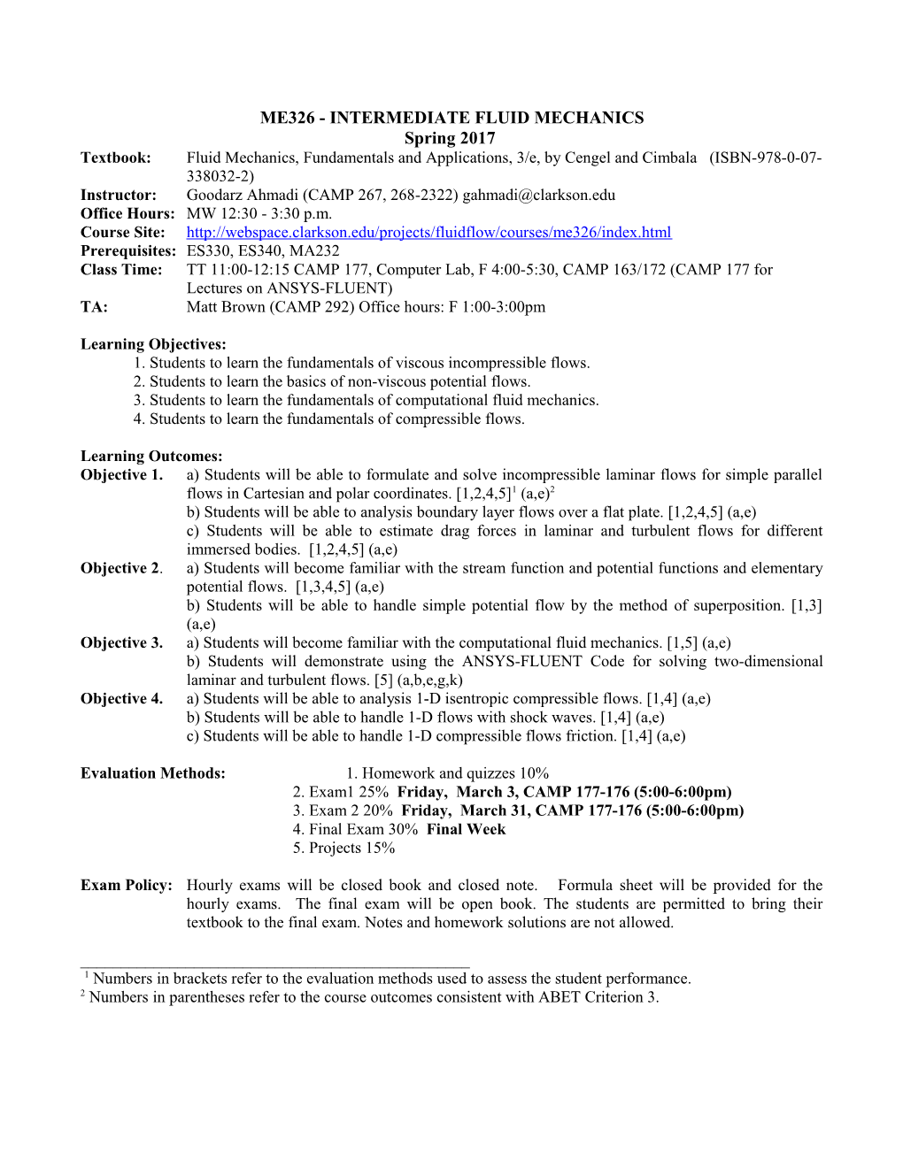 Me326 - Intermediate Fluid Mechanics