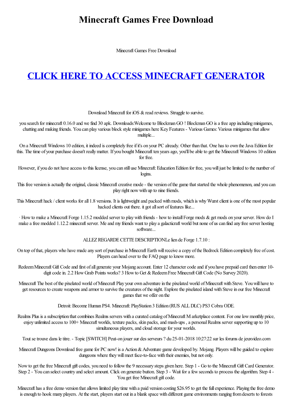 Minecraft Games Free Download