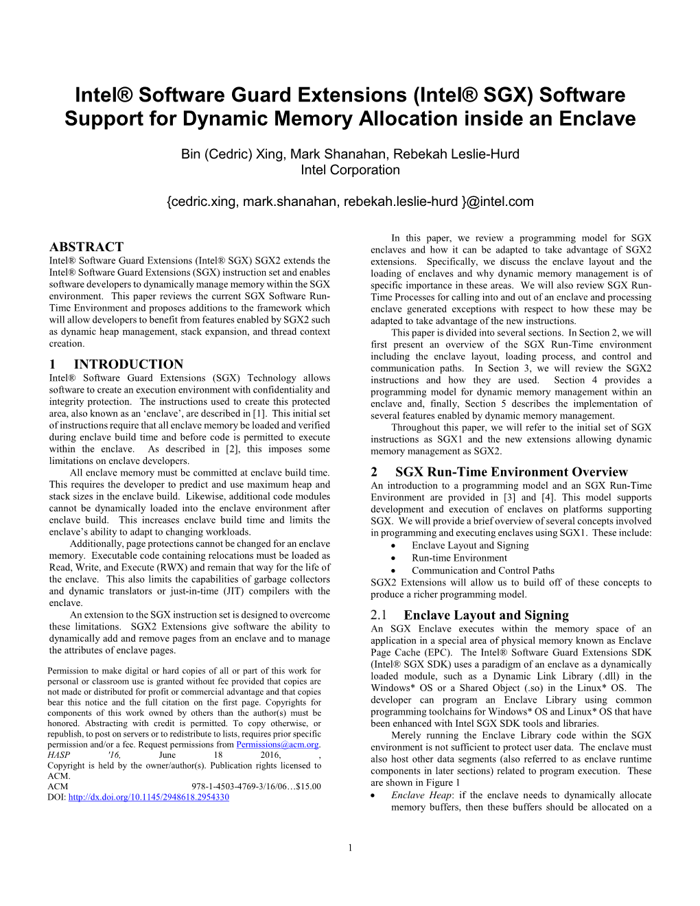 SGX2 Software Support for Dynamic Memory Allocation Inside an Enclave