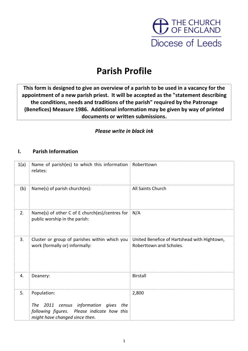 Parish Profile Robertown Final