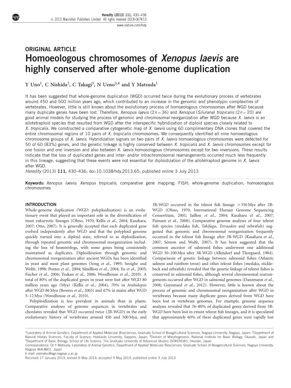 Homoeologous Chromosomes of Xenopus Laevis Are Highly Conserved After Whole-Genome Duplication