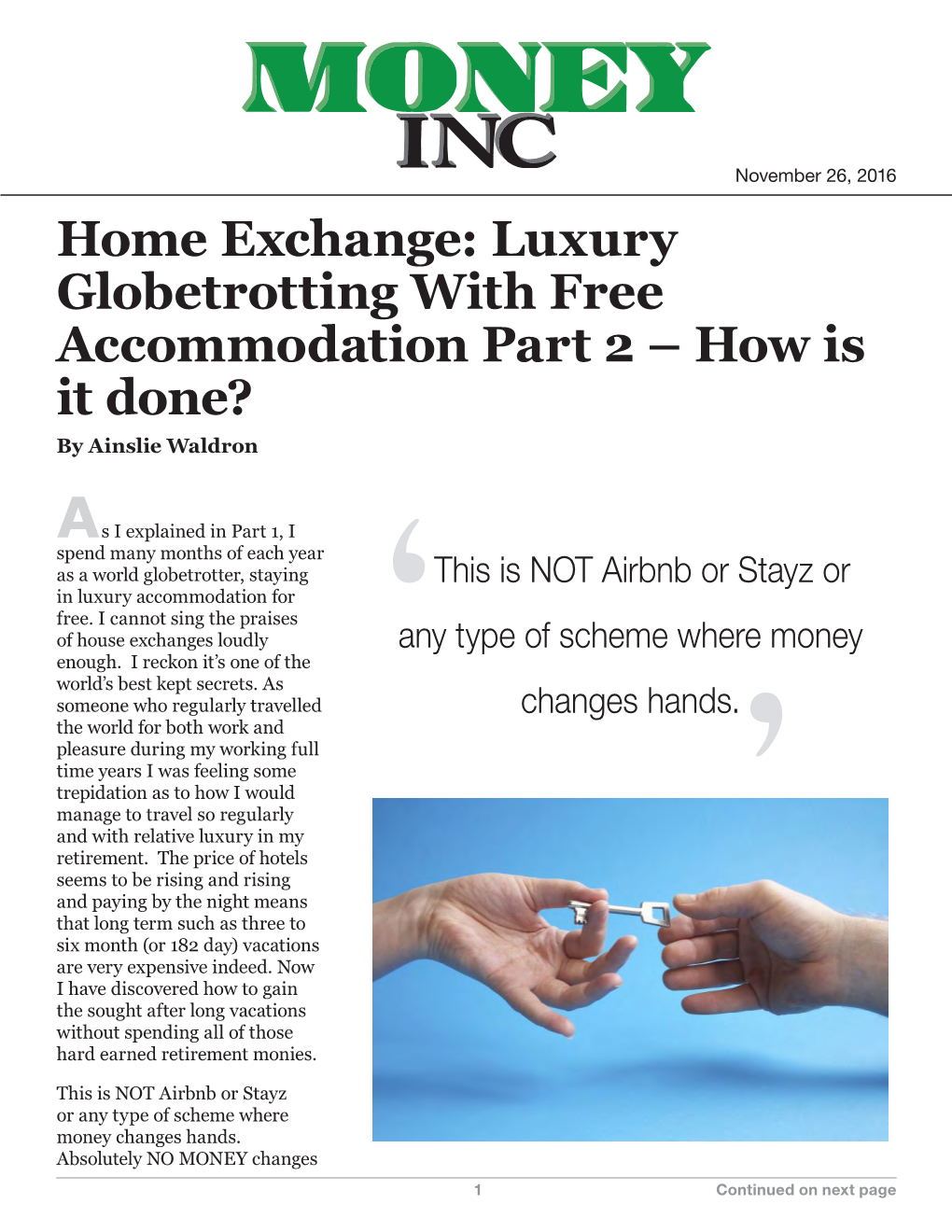 Home Exchange: Luxury Globetrotting with Free Accommodation Part 2 – How Is It Done? by Ainslie Waldron