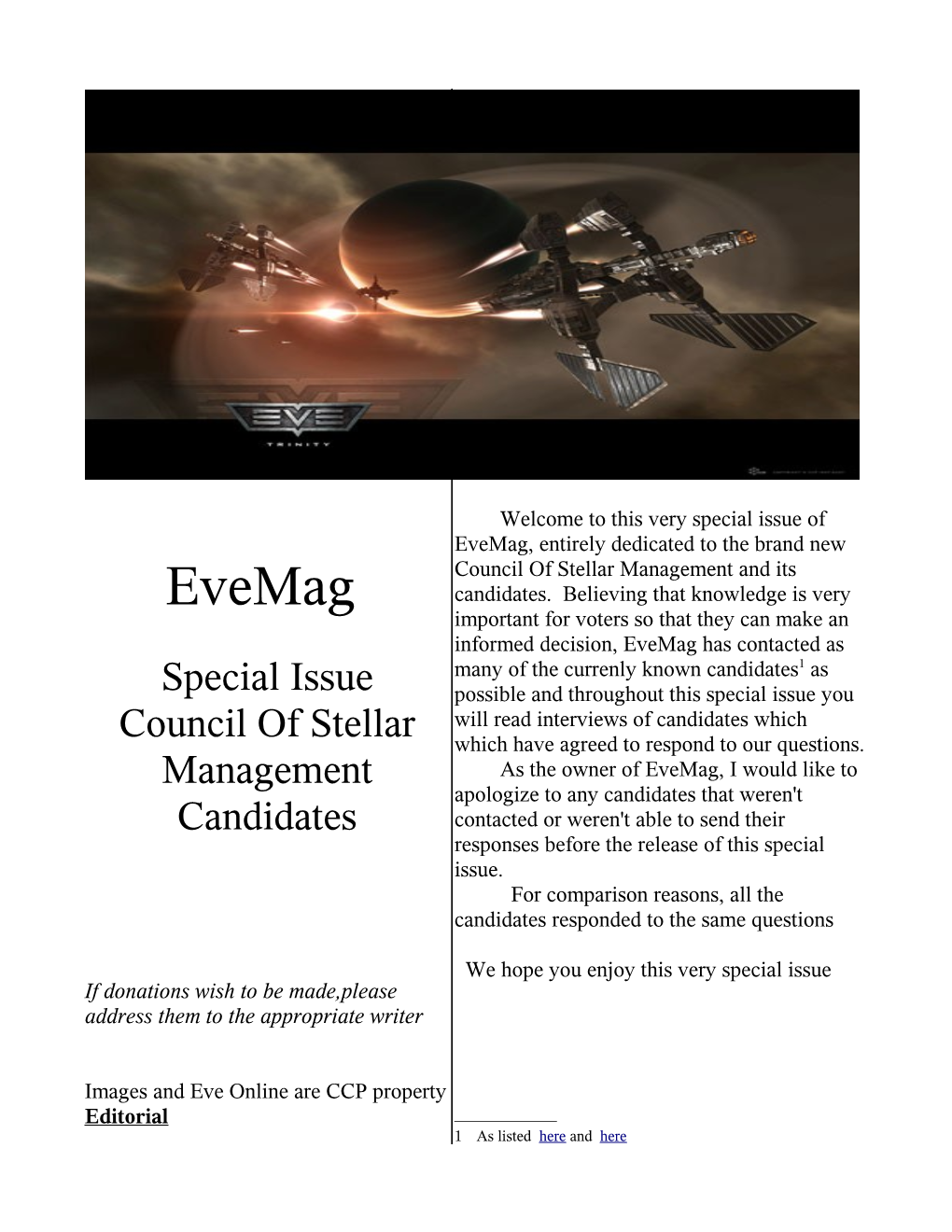 Evemag, Entirely Dedicated to the Brand New Council of Stellar Management and Its Evemag Candidates