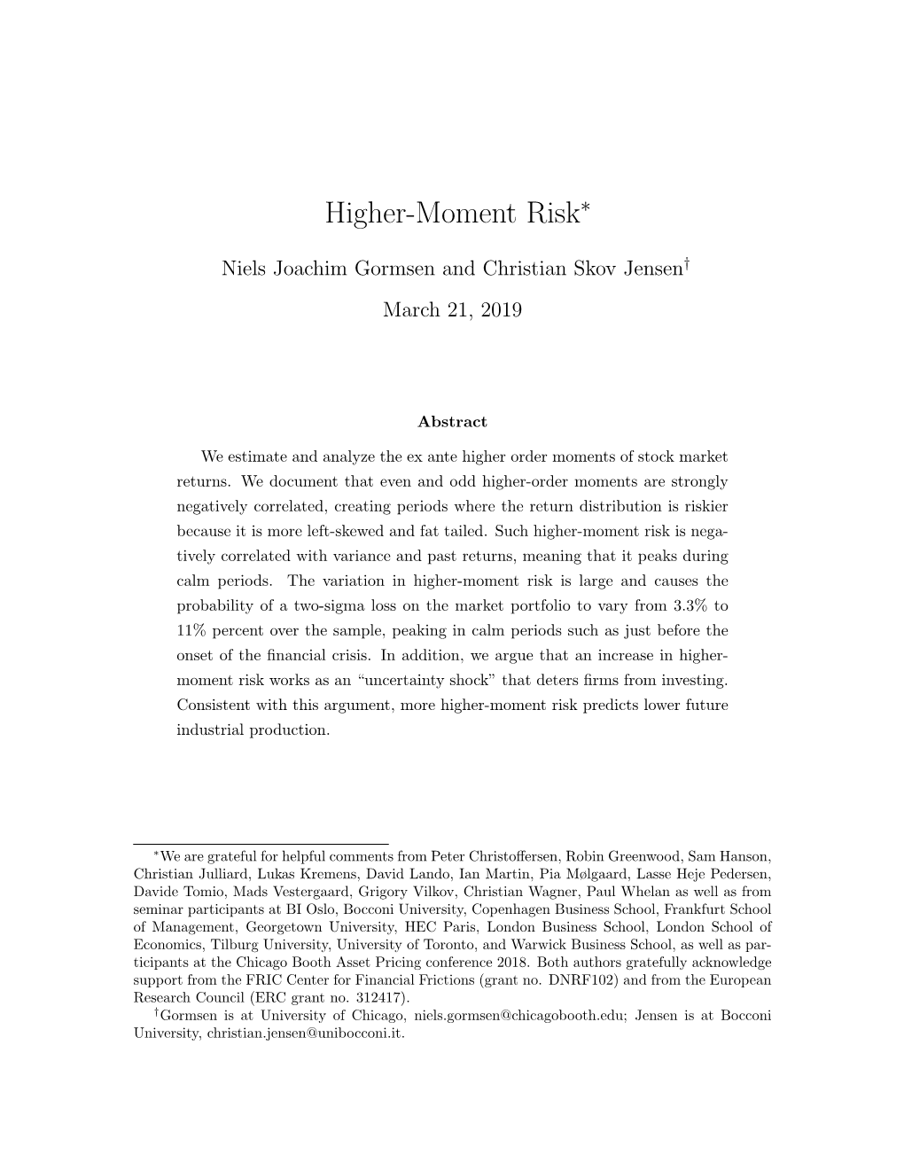 Higher-Moment Risk∗