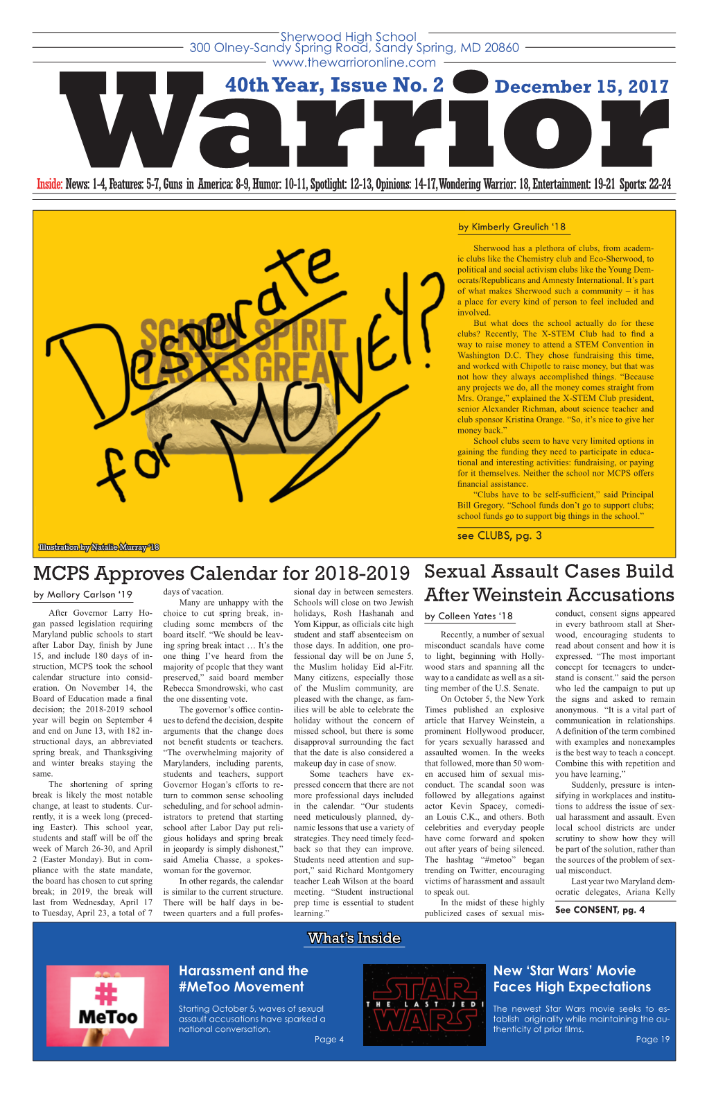 40Th Year, Issue No. 2 December 15, 2017