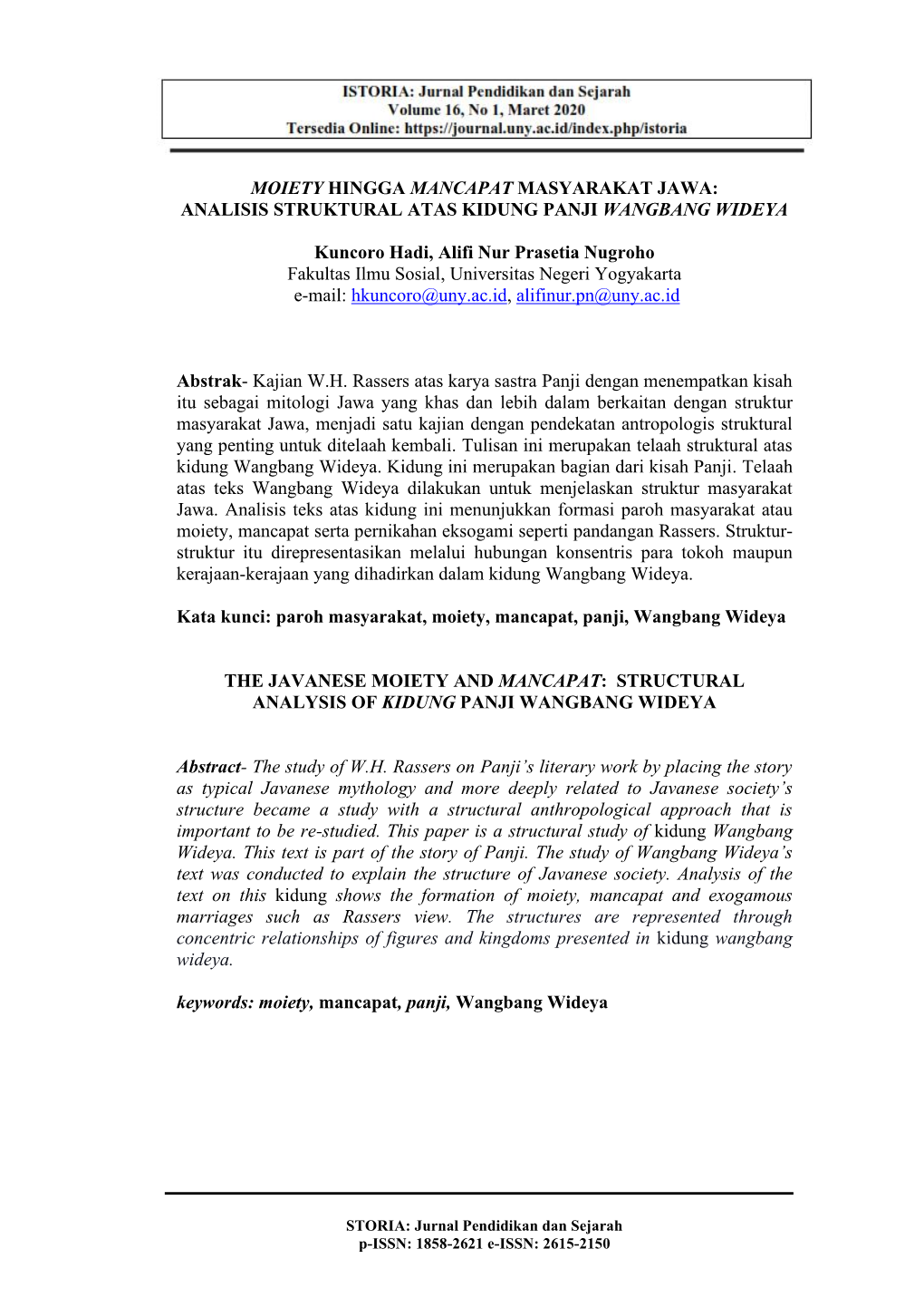 Analisis Struktural Atas Kidung Panji Wangbang Wideya