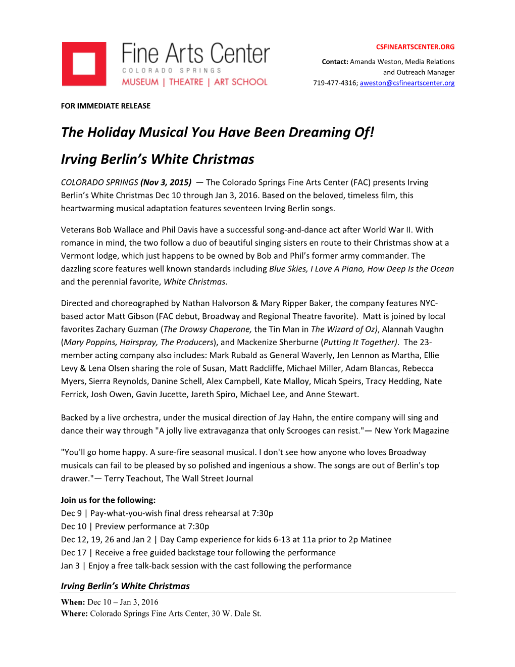 Irving Berlin's White Christmas