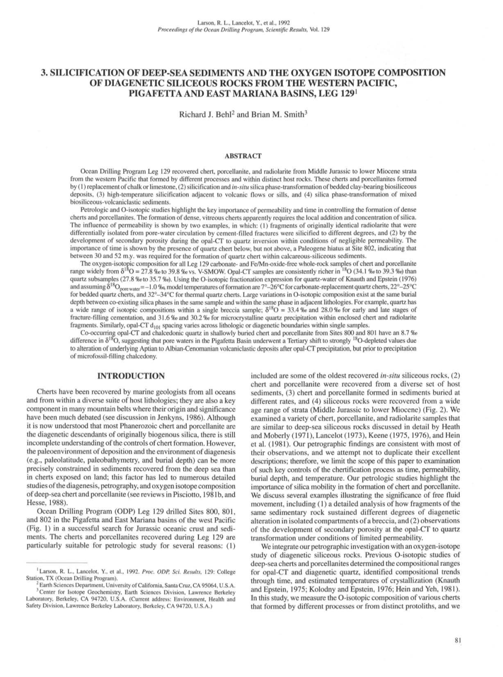 3. Silicification of Deep-Sea Sediments and the Oxygen Isotope