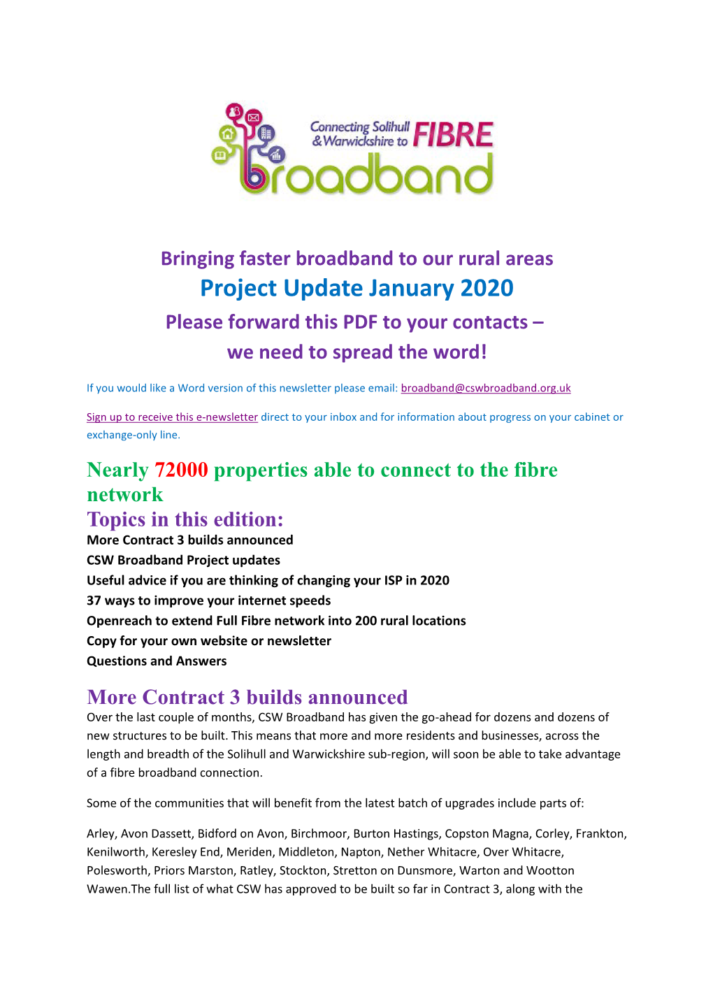 Project Update January 2020 Please Forward This PDF to Your Contacts – We Need to Spread the Word!