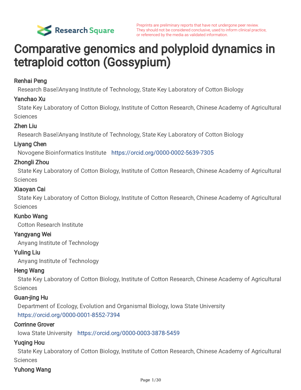 Comparative Genomics and Polyploid Dynamics in Tetraploid Cotton (Gossypium)