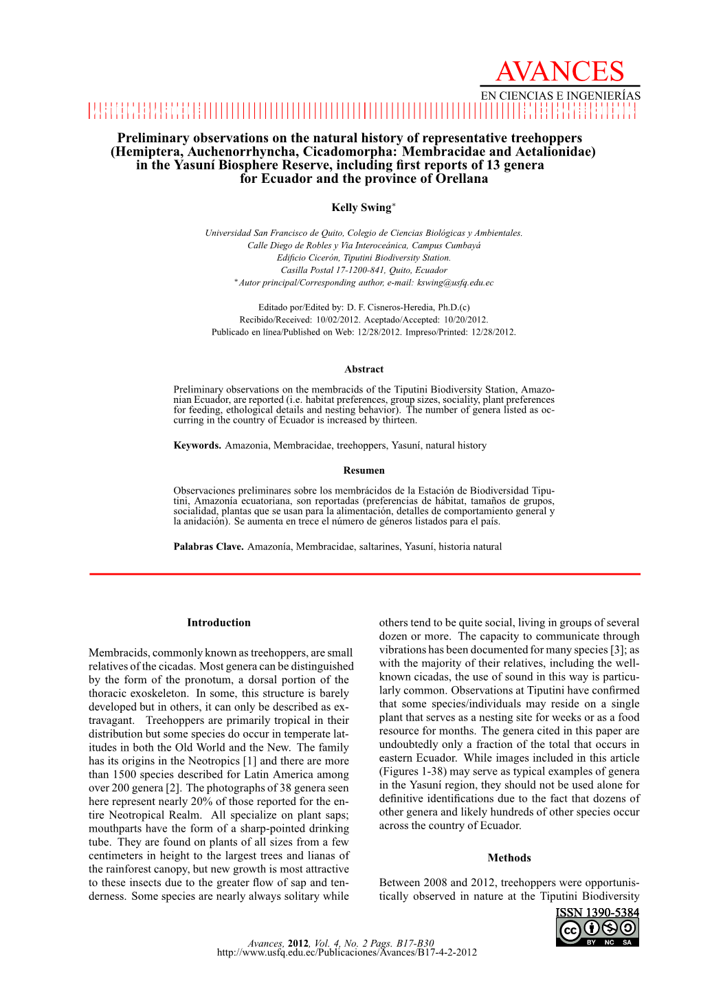 Observaciones Preliminares Sobre La Historia Natural