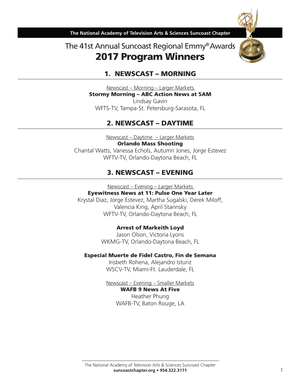 Suncoast Regional Emmy®Awards