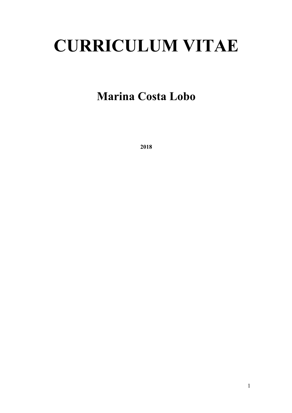 CURRICULUM VITAE Marina Costa Lobo