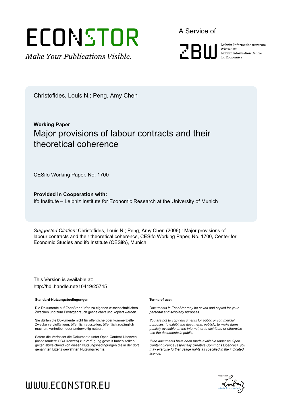 Major Provisions of Labour Contracts and Their Theoretical Coherence