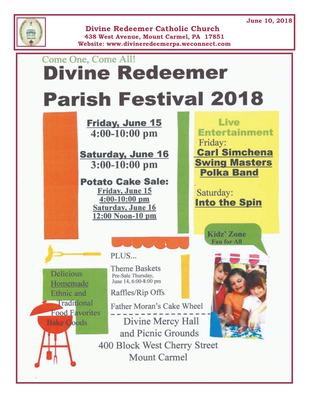 Divine Redeemer Catholic Church 438 West Avenue, Mount Carmel, PA 17851 Website