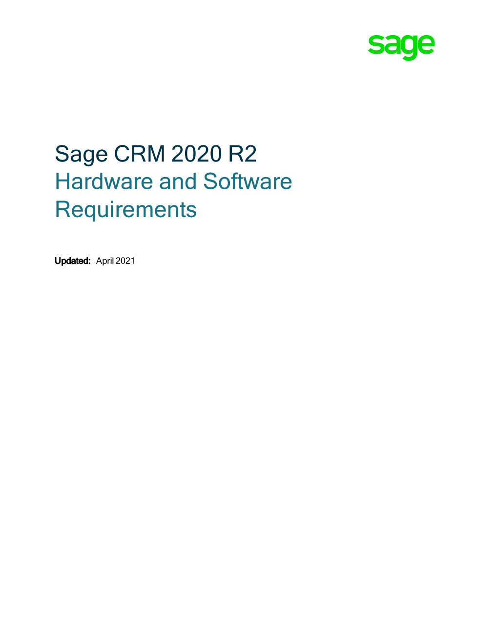 Sage CRM 2020 R2 Hardware and Software Requirements
