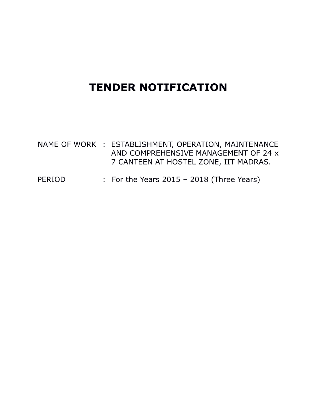 Tender Notification