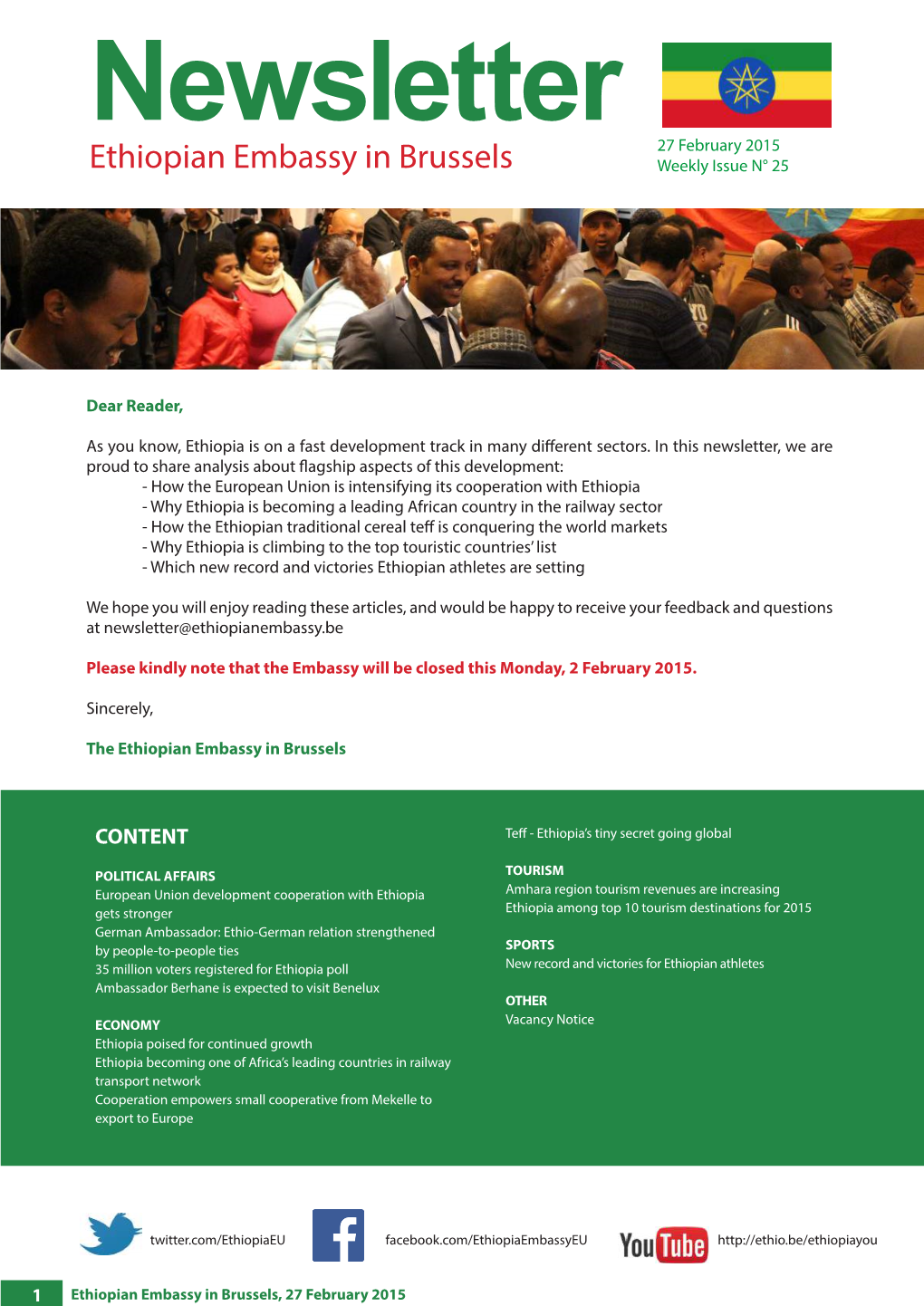 Ethiopian Embassy in Brussels Weekly Issue N° 25