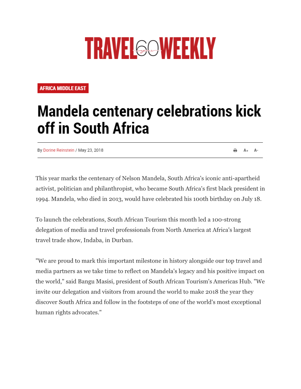 This Year Marks the Centenary of Nelson Mandela, South Africa's