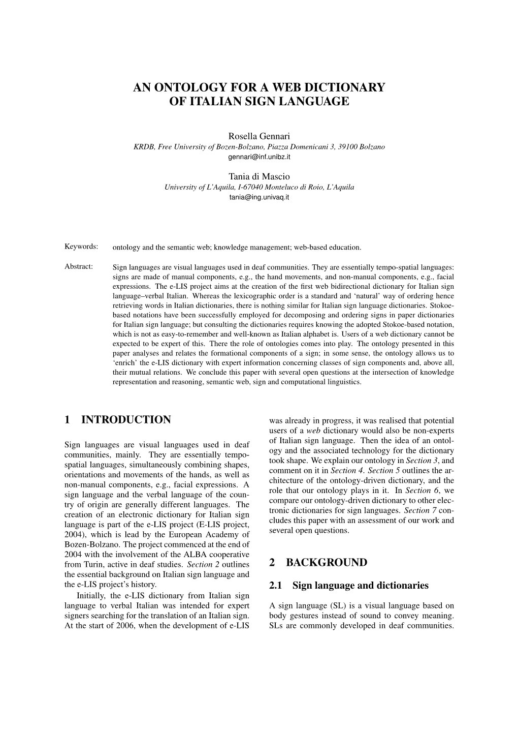 An Ontology for a Web Dictionary of Italian Sign Language