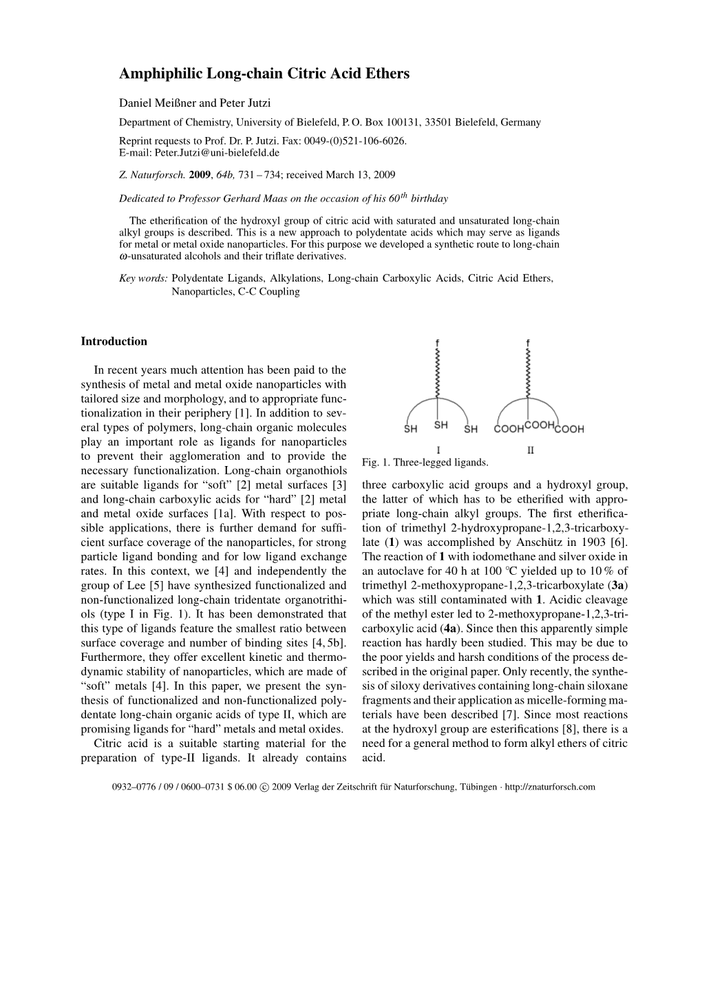 Amphiphilic Long-Chain Citric Acid Ethers