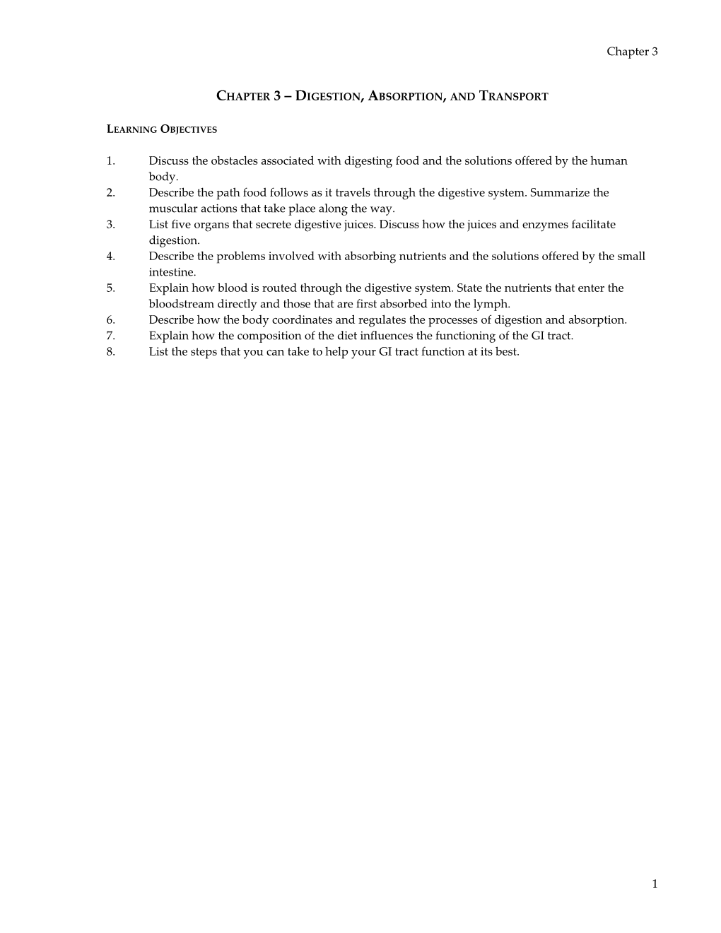 Chapter 3 Digestion, Absorption, and Transport