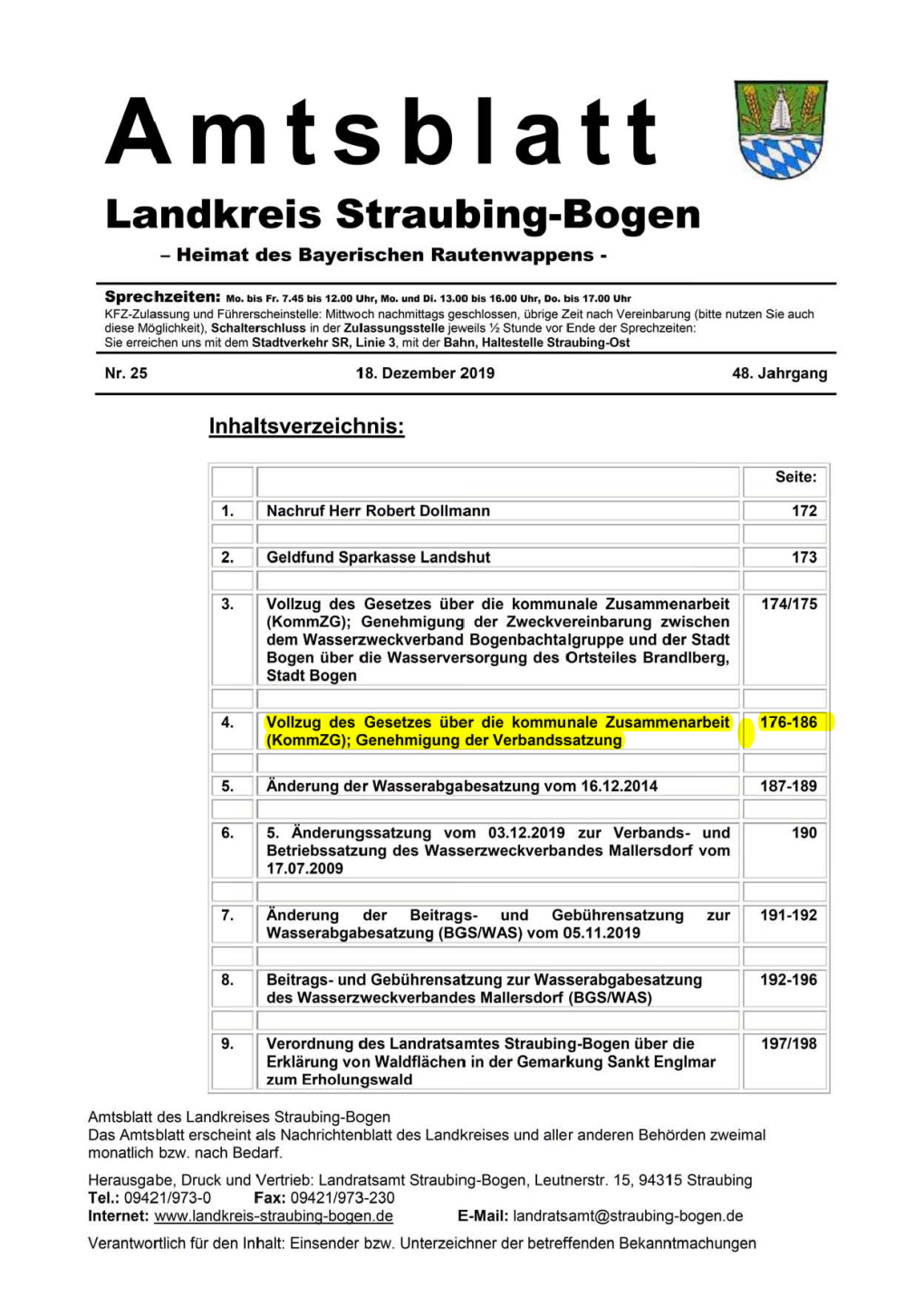 Amtsblatt Landkreis Straubing-Bogen - Heimat Des Bayerischen Rautenwappens