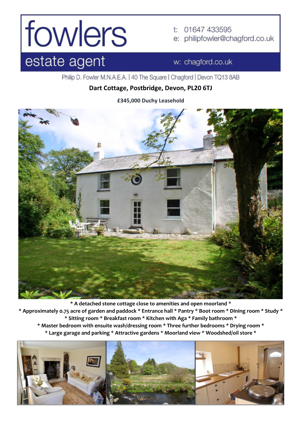 Dart Cottage, Postbridge, Devon, PL20 6TJ £345,000 Duchy Leasehold