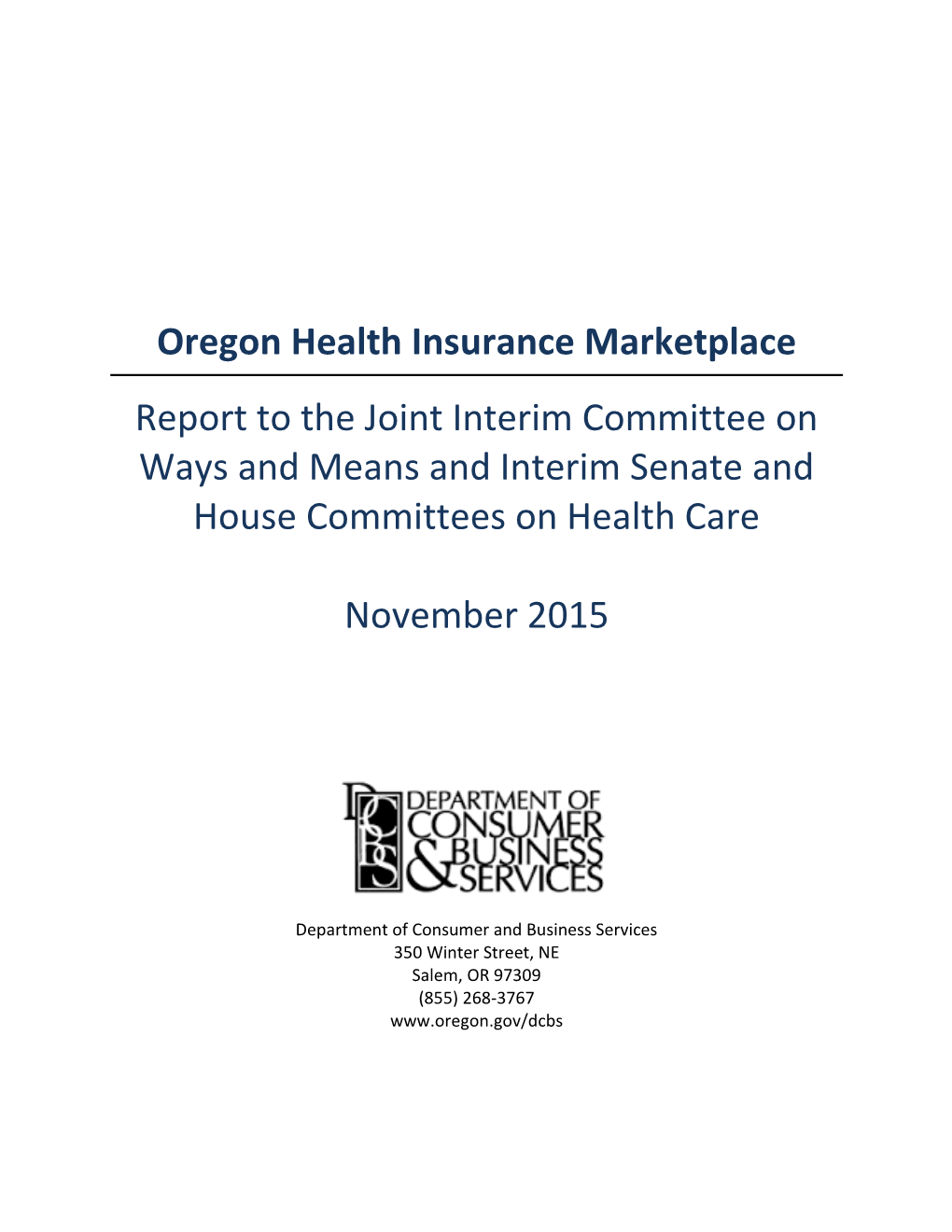 November 2015 Marketplace Legislative Report