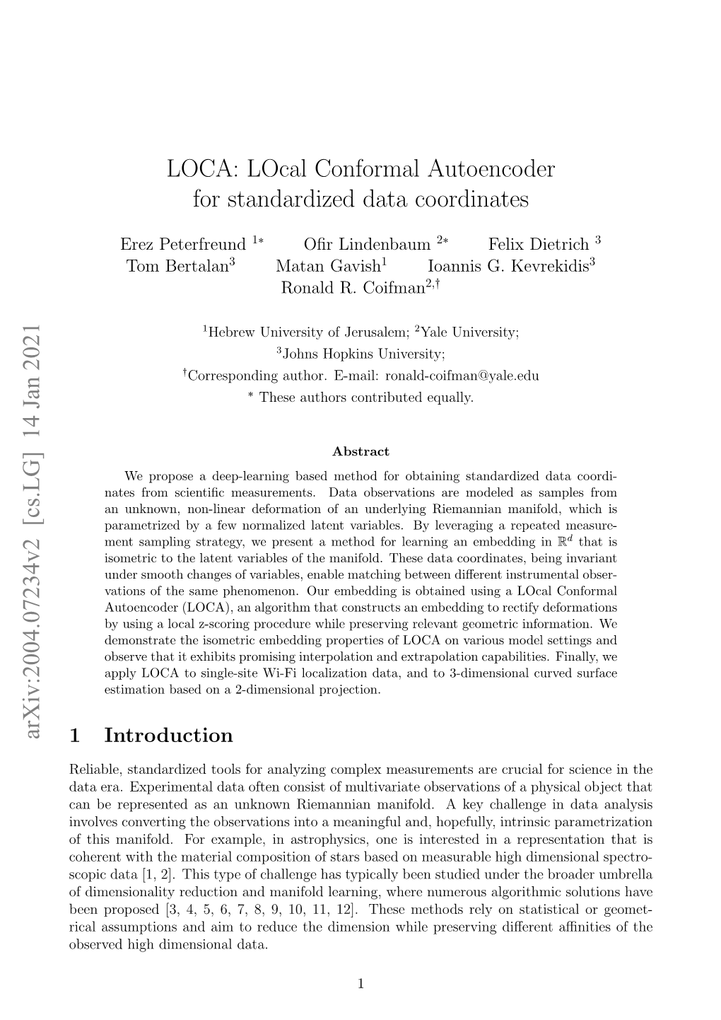 LOCA: Local Conformal Autoencoder for Standardized Data Coordinates