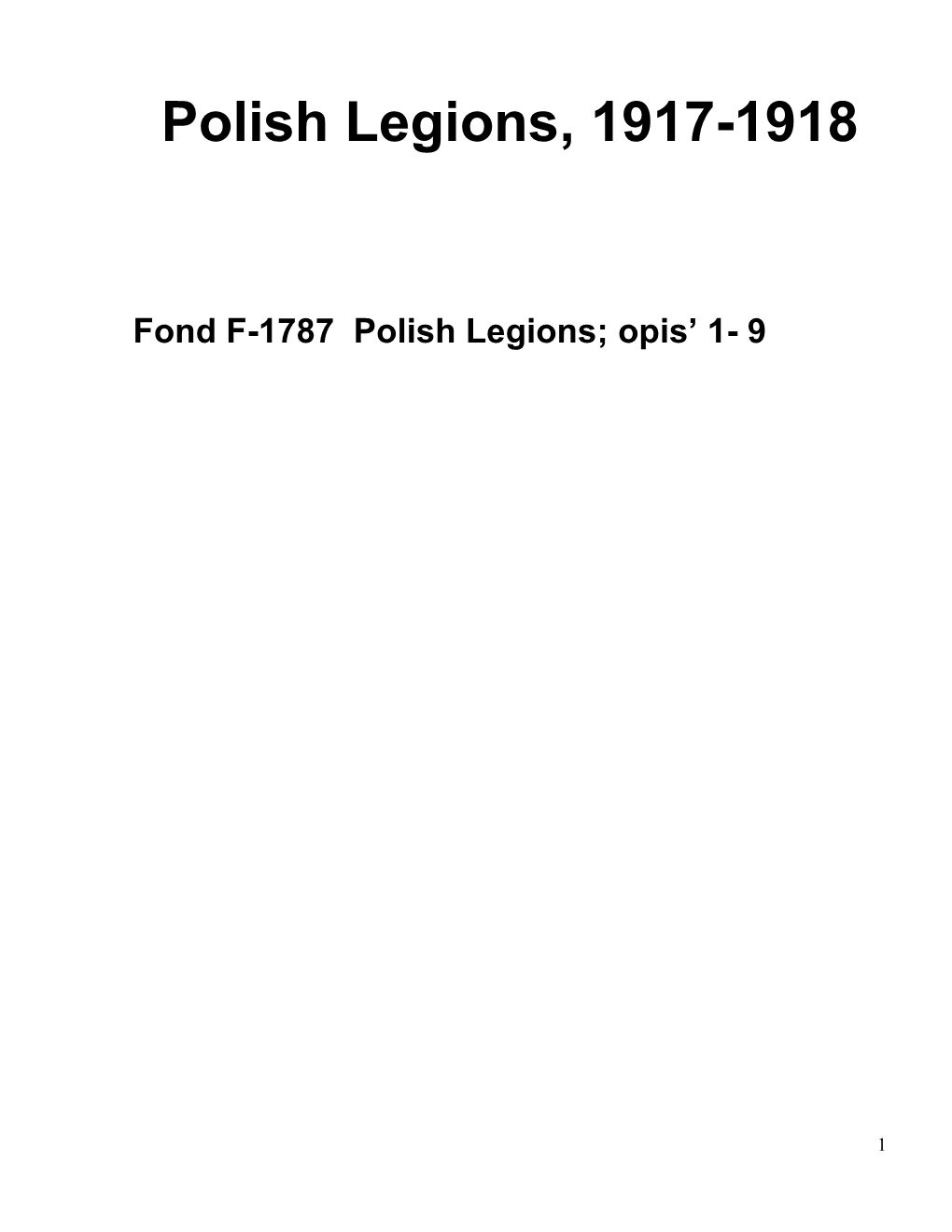 Polish Legions, 1917-1918