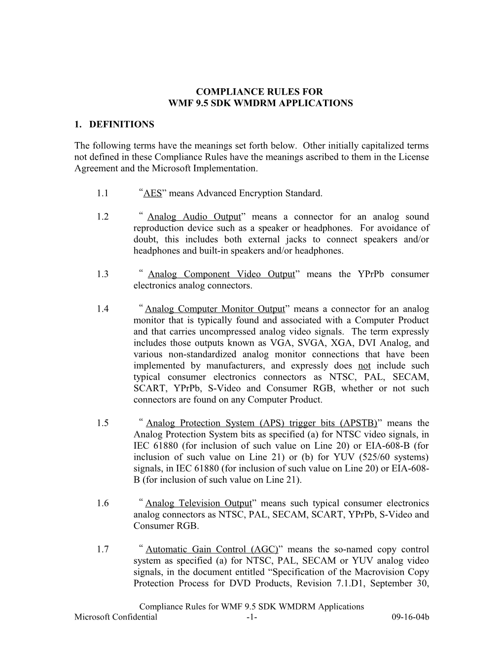 Compliance Rules for WMF 9.5 SDK WMDRM Applications