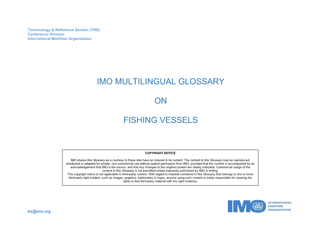 Imo Multilingual Glossary on Fishing Vessels