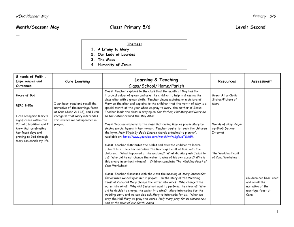 Month/Season: May Class: Primary 5/6 Level: Second