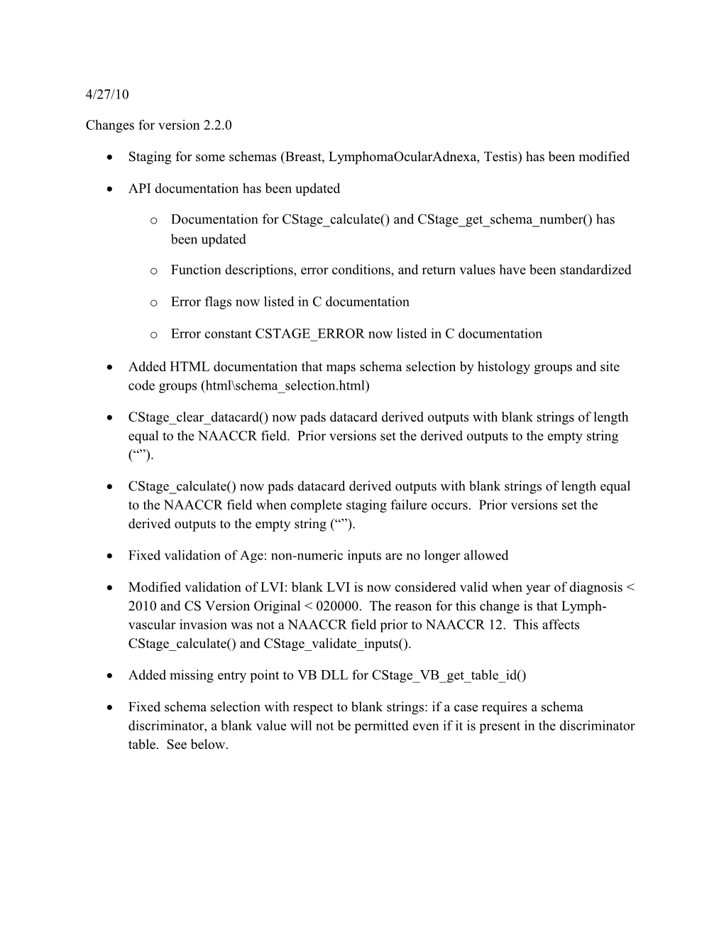 Staging for Some Schemas (Breast, Lymphomaocularadnexa, Testis) Has Been Modified