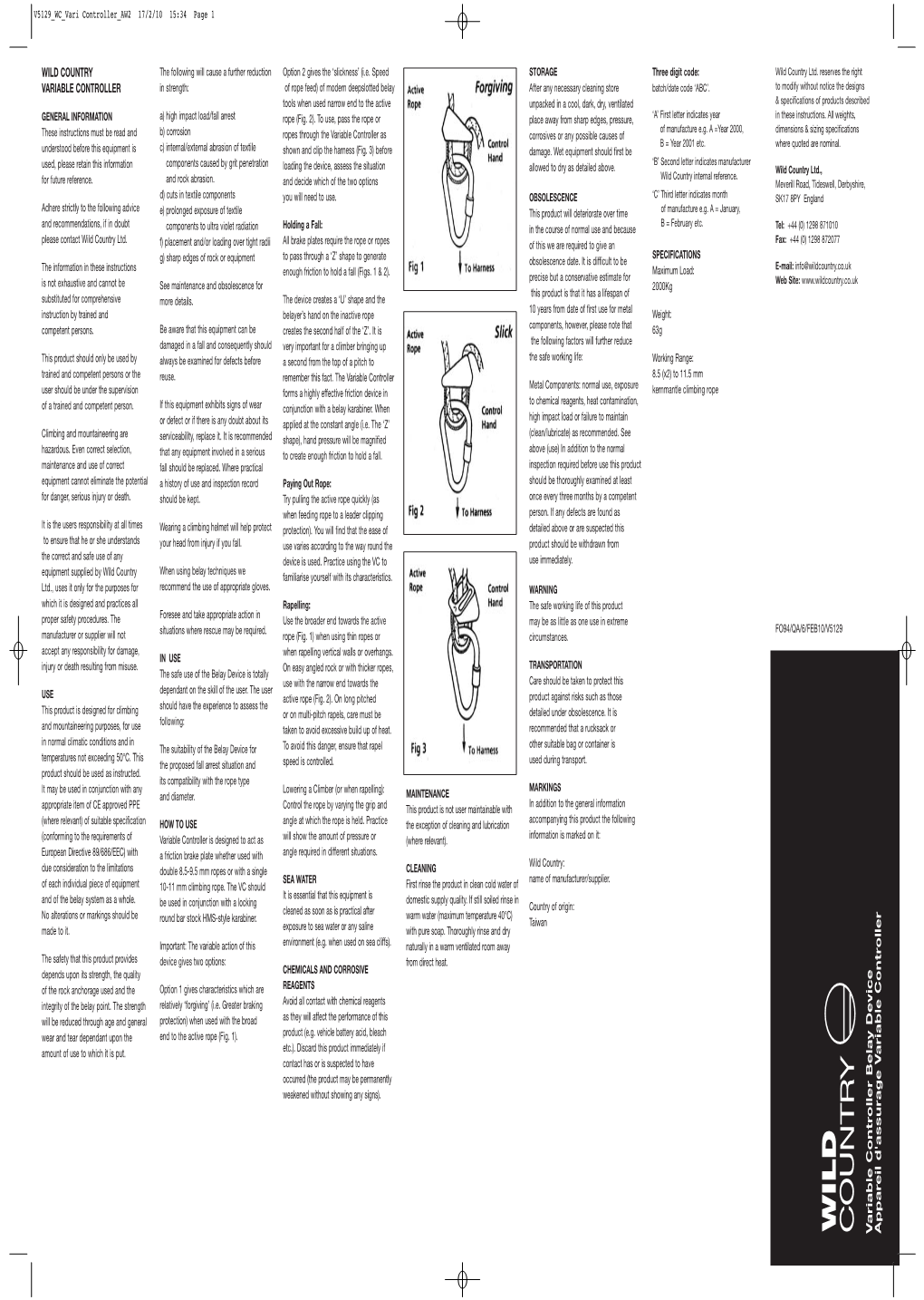 Wild Country Variable Controller Technical Info.Pdf