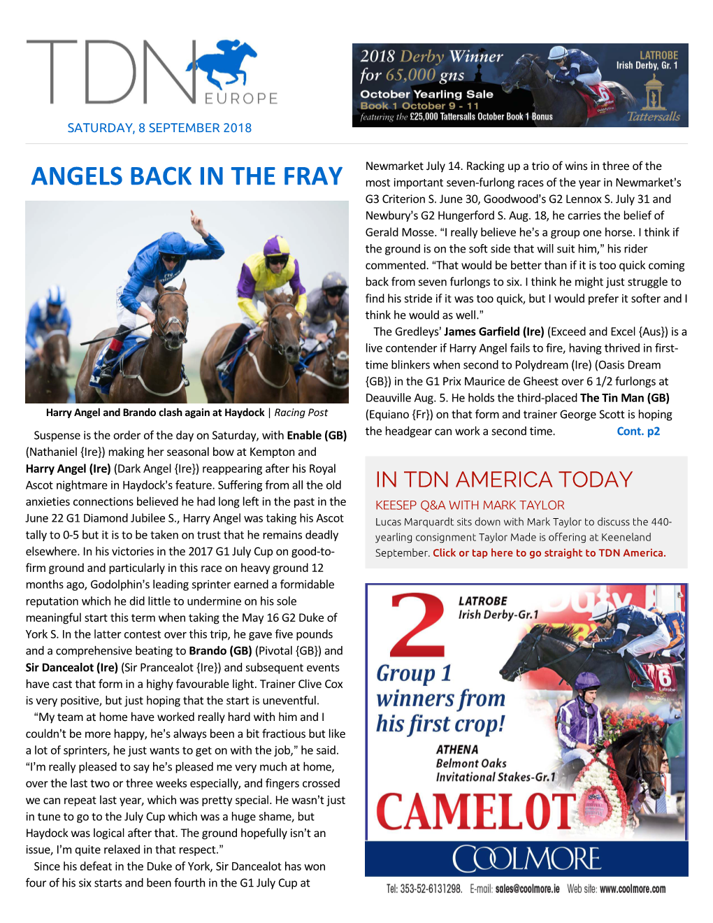 ANGELS BACK in the FRAY Most Important Seven-Furlong Races of the Year in Newmarket=S G3 Criterion S