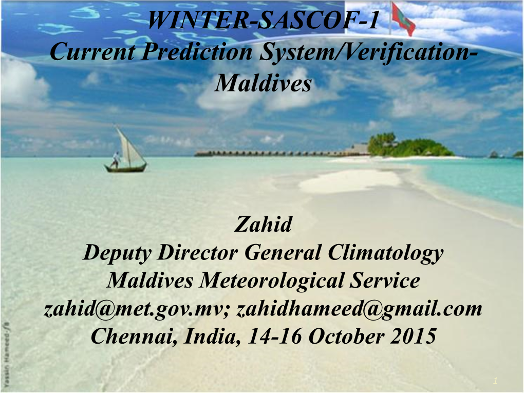 Current Prediction System/Verification- Maldives
