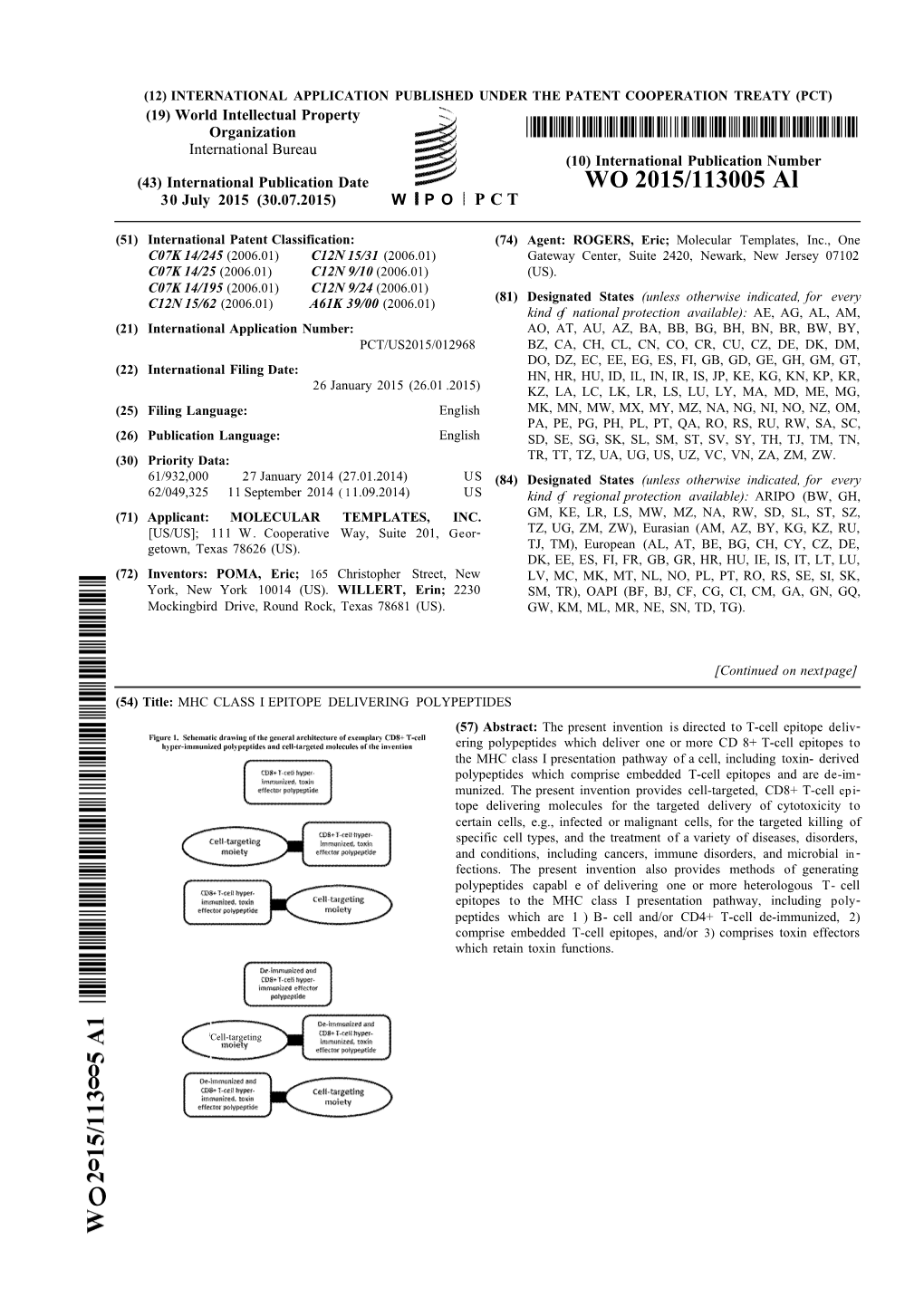 WO 2015/113005 Al 30 July 2015 (30.07.2015) W P O P C T