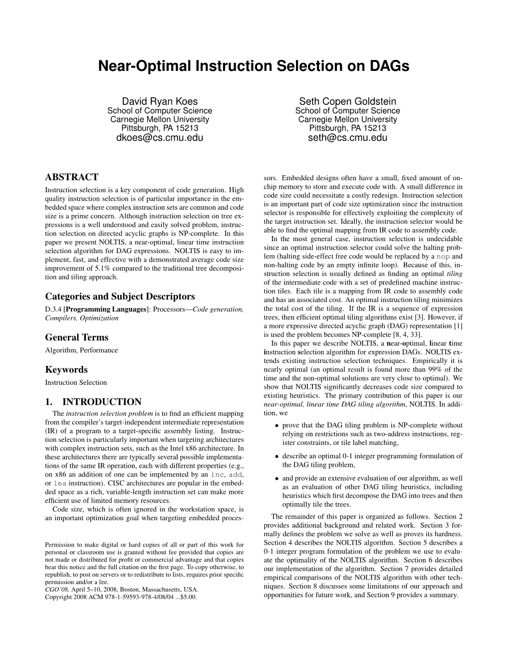 Near-Optimal Instruction Selection on Dags