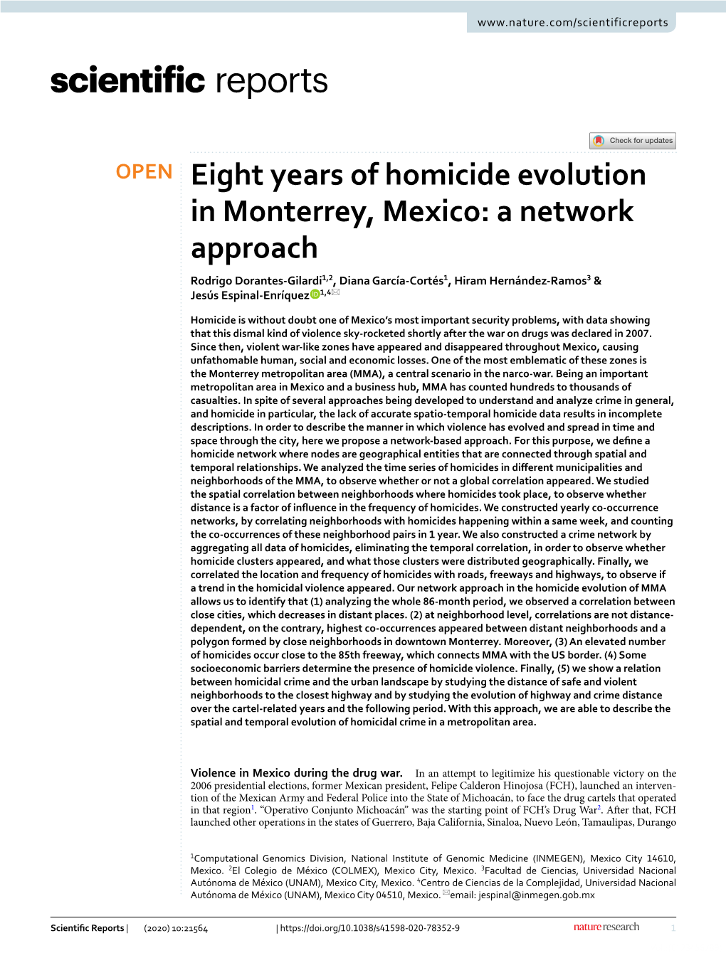Eight Years of Homicide Evolution in Monterrey, Mexico