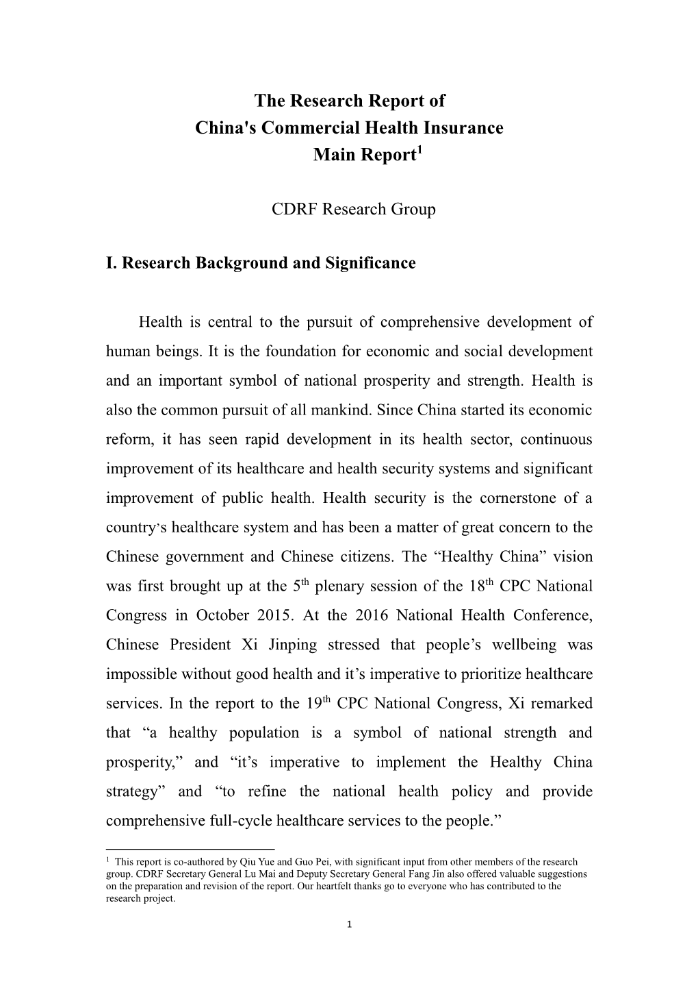 The Research Report of China's Commercial Health Insurance Main Report1