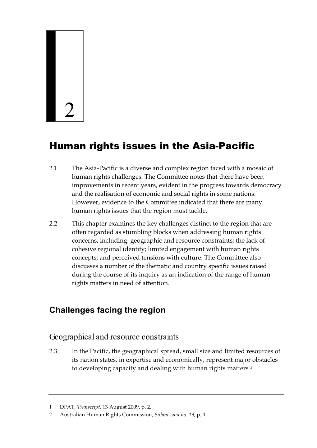 Chapter 2: Human Rights Issues in the Asia-Pacific