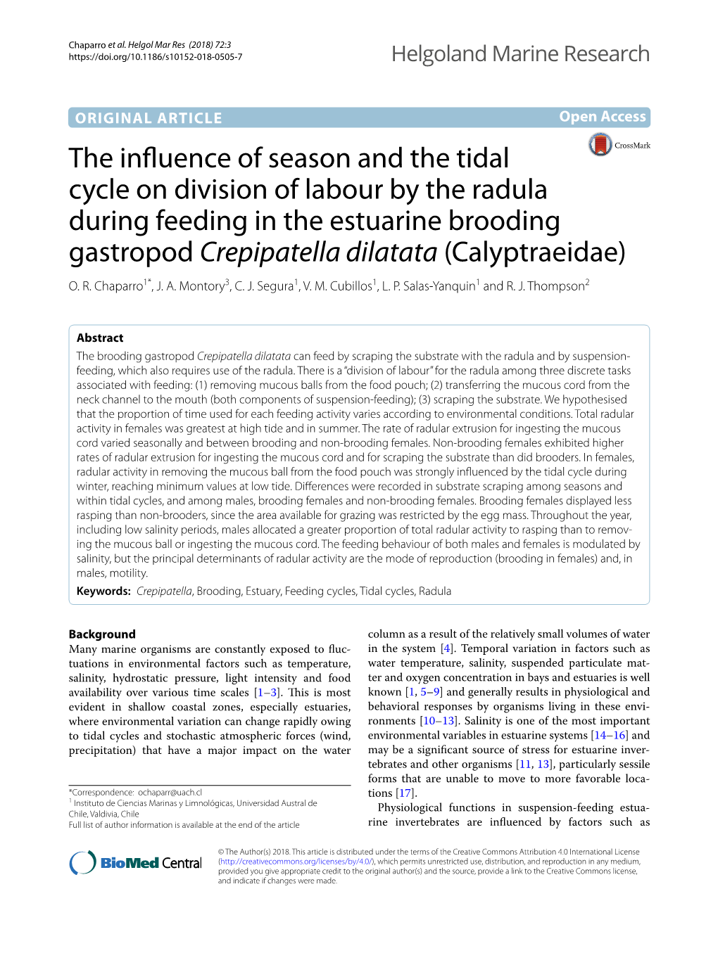 The Influence of Season and the Tidal Cycle on Division of Labour by The