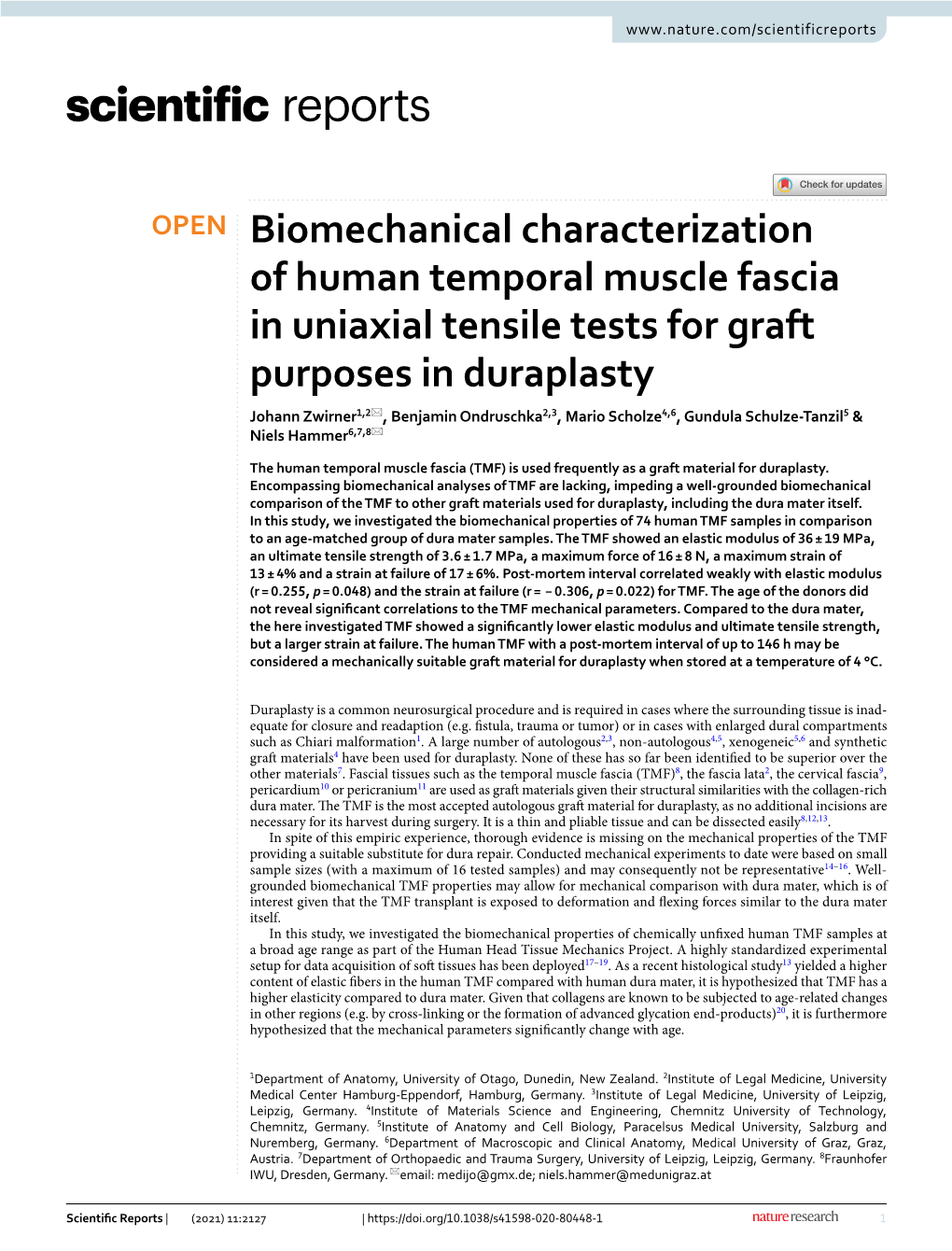Biomechanical Characterization of Human Temporal Muscle Fascia In