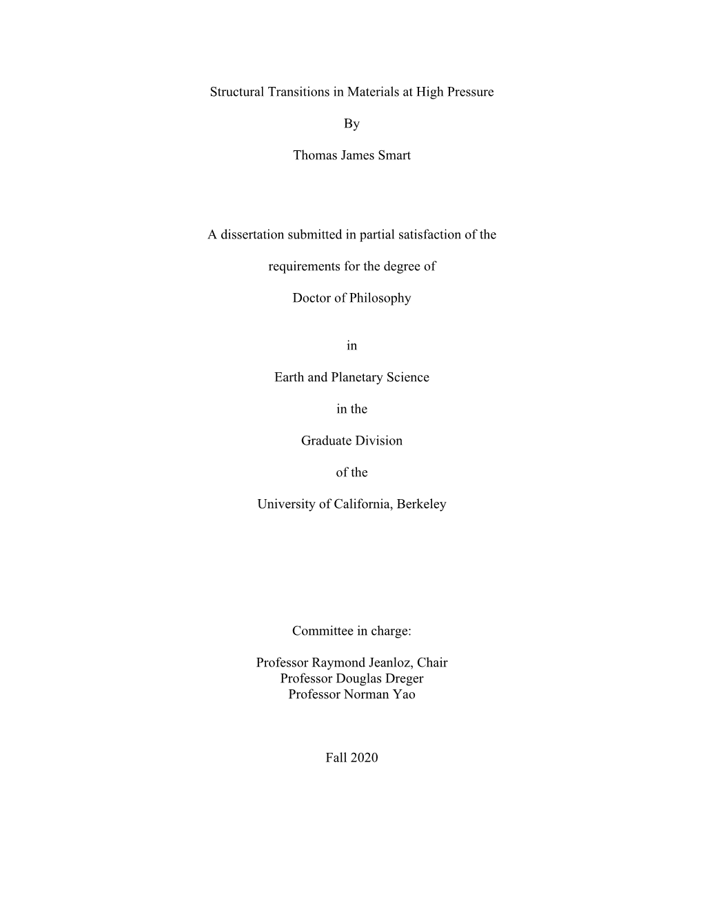 Structural Transitions in Materials at High Pressure by Thomas James