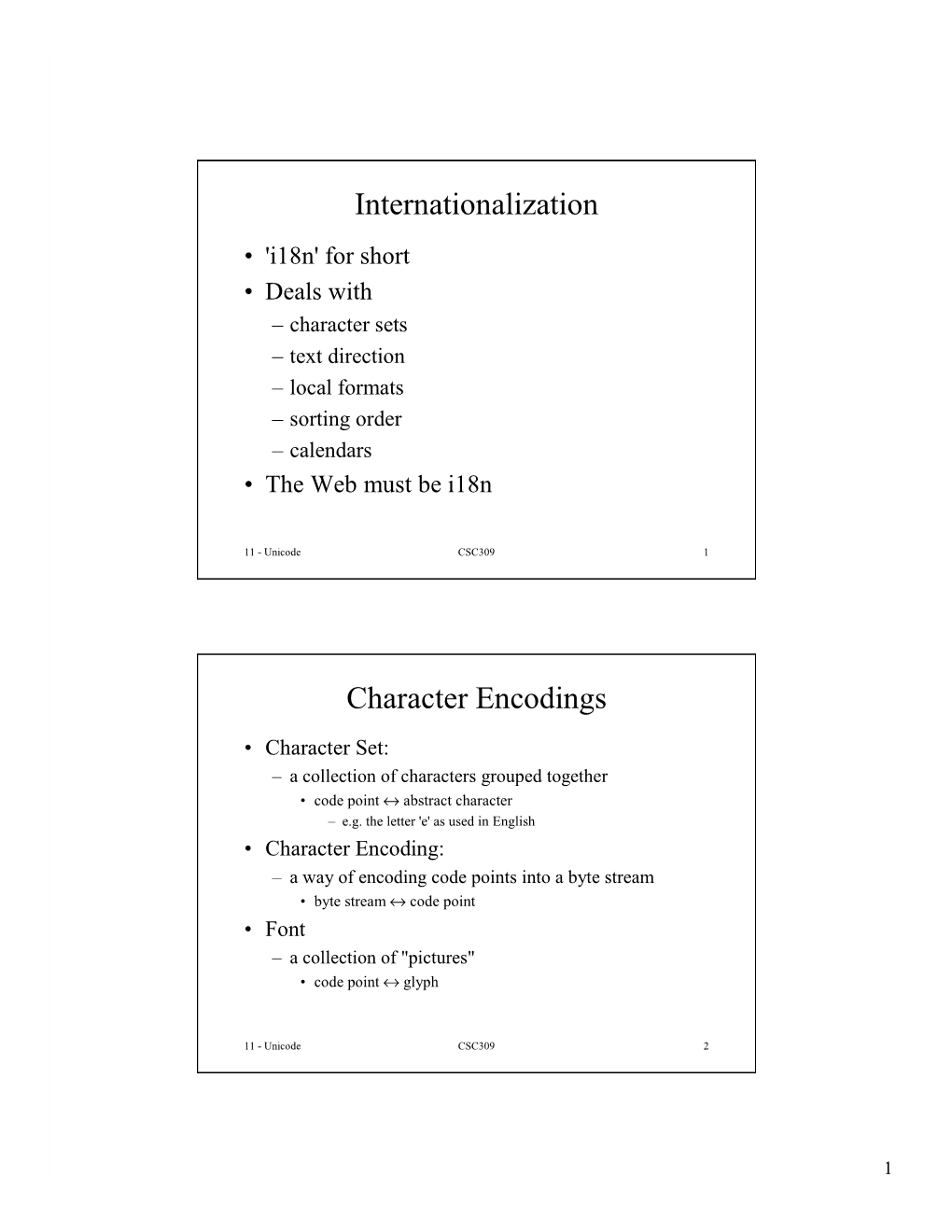 Internationalization Character Encodings