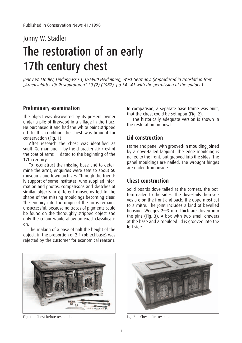 The Restoration of an Early 17Th Century Chest